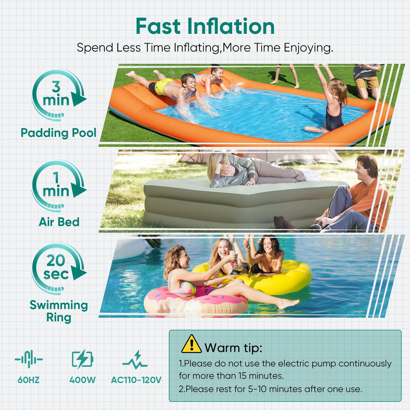 MAACLOUD electric air pump extended hose for flexible inflation angles.