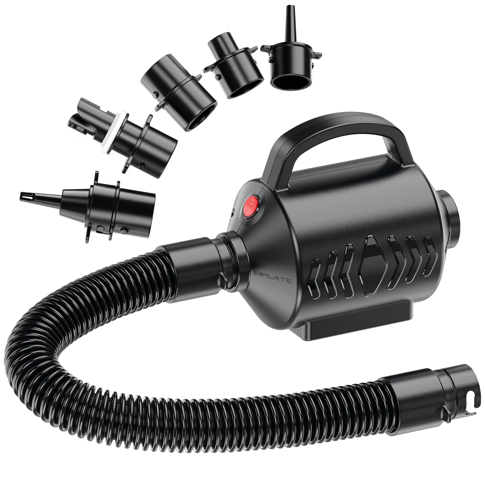 MAACLOUD electric air pump with quick-fill inflates large inflatables quickly.
