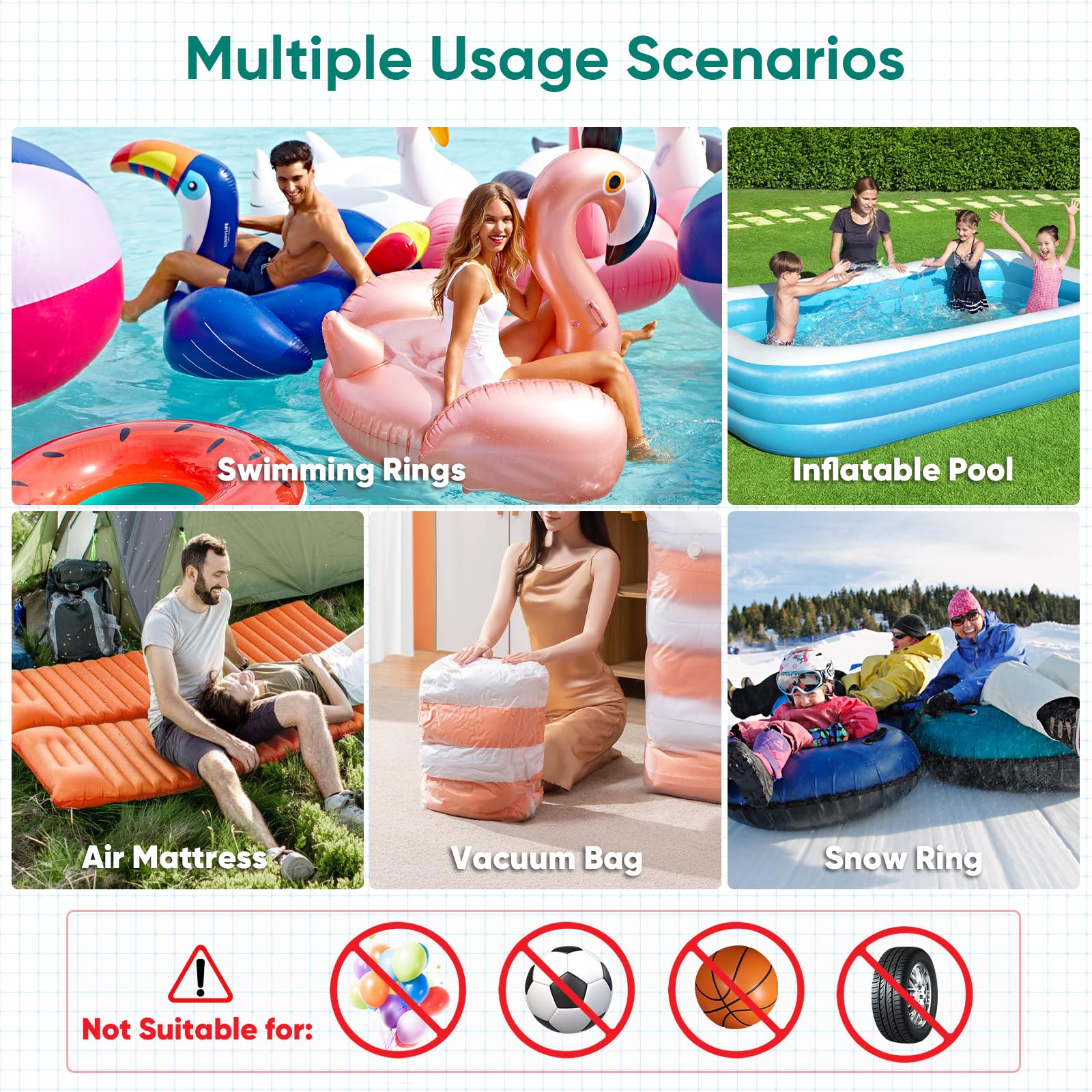 MAACLOUD electric air pump quiet operation minimizes noise during use.