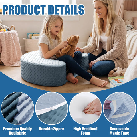 MABOZOO foam seat features soft-density material for gentle, stable seating on the floor.