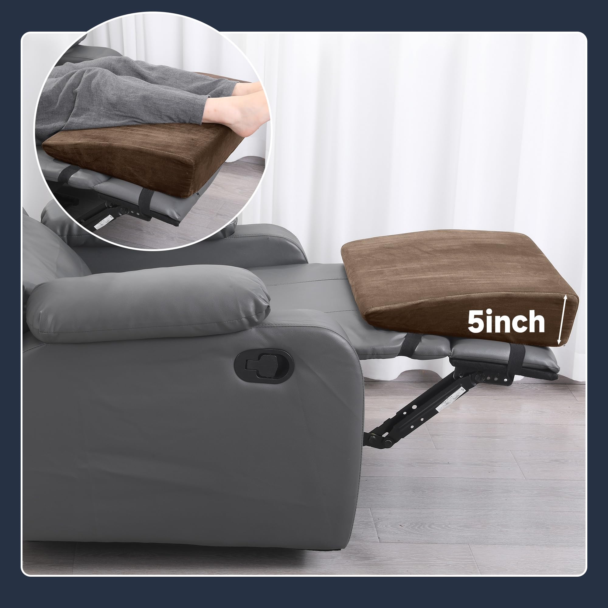 MABOZOO recliner foot rest with non-slip straps keeps cushion secure during lounging.