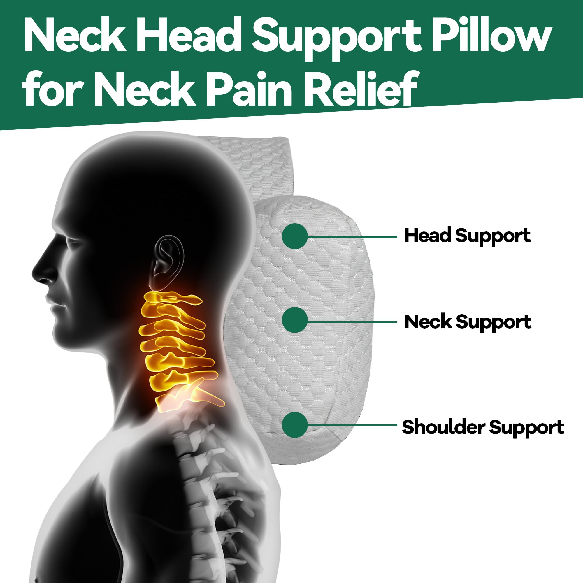 MABOZOO recliner head cushion secured by Velcro strap to any chair.