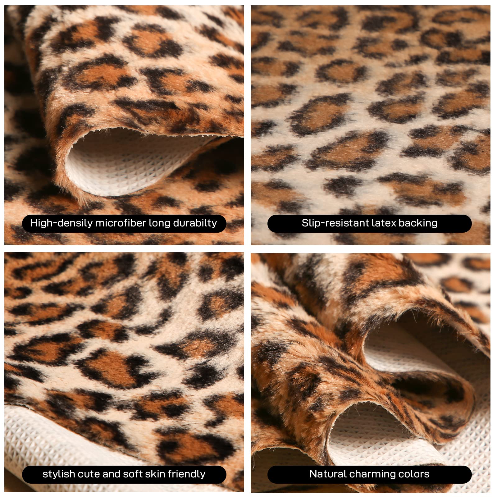 MACEVIA leopard rug in bedroom creates warm, inviting atmosphere