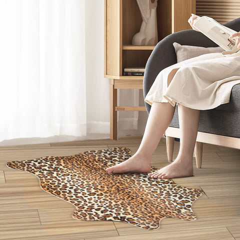 MACEVIA leopard rug at entryway adds welcoming style