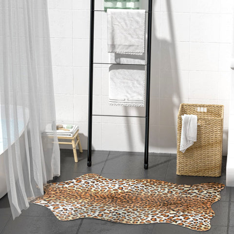 MACEVIA leopard rug under dining table softens meals