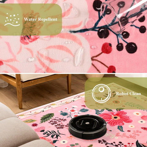 Macgace 5x7 floral rug fits under sofas and coffee tables.