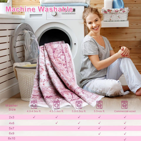 Macgace pink rug suits kitchen and laundry areas with easy care.