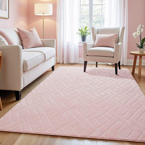 Macgace Ultra Soft Pink Area Rug 4x6 for girls bedroom, cozy comfort.