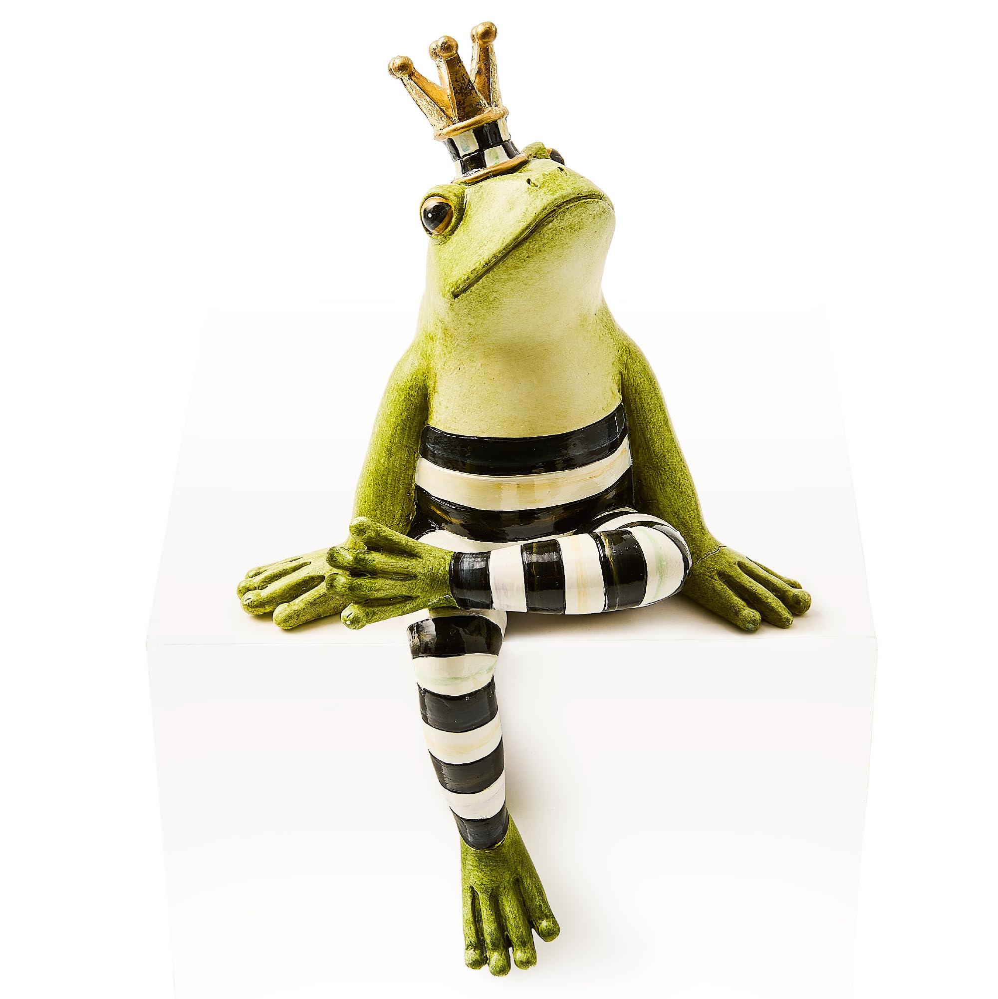 Mackenzie-Childs Fergal Ledge Sitter frog on shelf adds whimsical charm