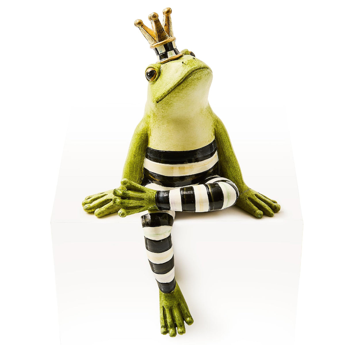Mackenzie-Childs Fergal Ledge Sitter frog on shelf adds whimsical charm