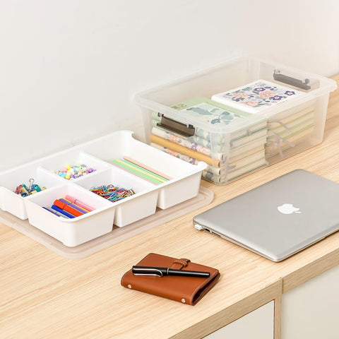MACOPRO 17 QT storage box secure latches for easy transport.