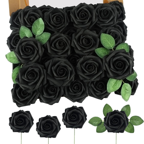 MACTING black foam rose bouquet for dramatic wedding centerpieces