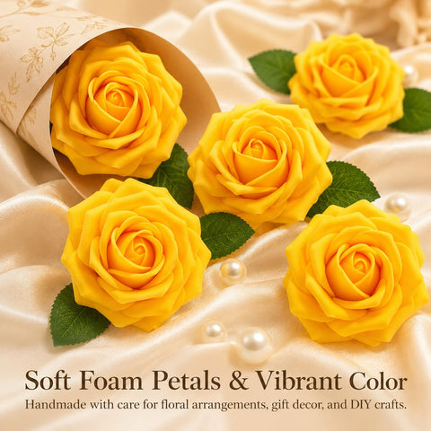 MACTING yellow rose texture mimics real blooms for lifelike accents.