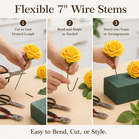 MACTING packaging includes 60 roses and 4 leaves for complete decor kit.