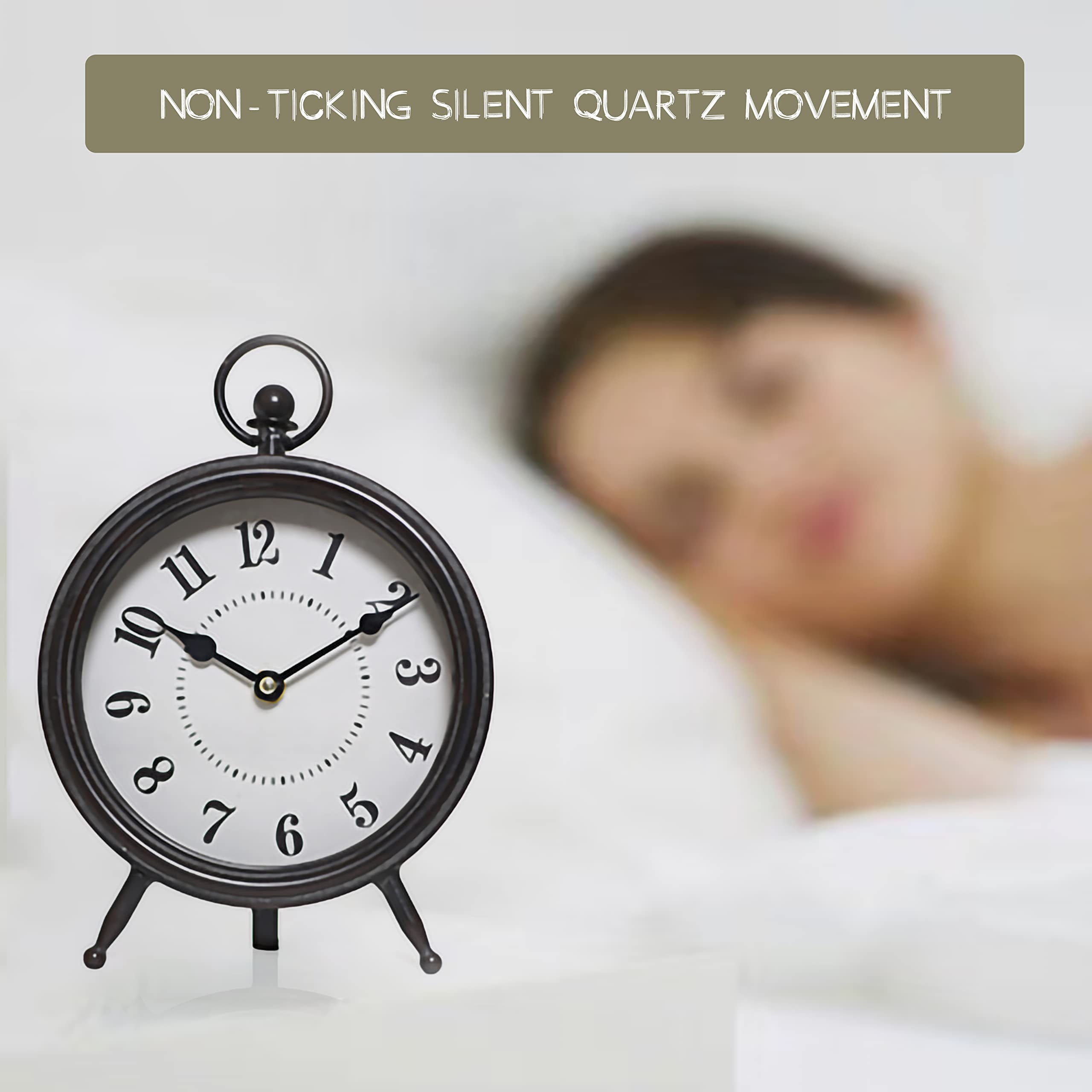 MACVAD Non-ticking movement powers silent mantle timekeeping.
