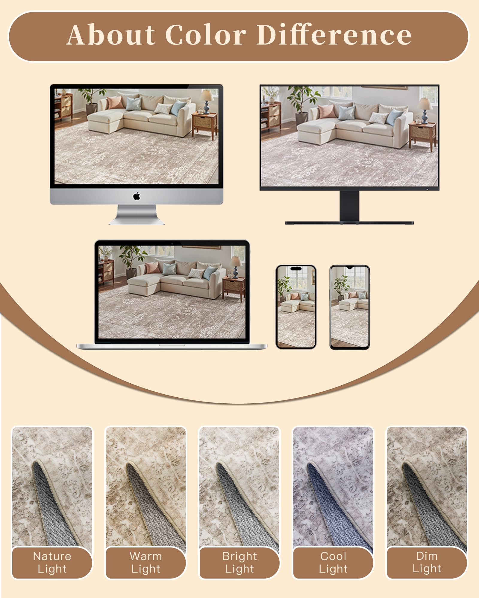 Madane durable machine-washable rug for busy homes