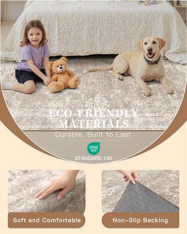 Madane kid-friendly low-pile rug suitable for safe play spaces