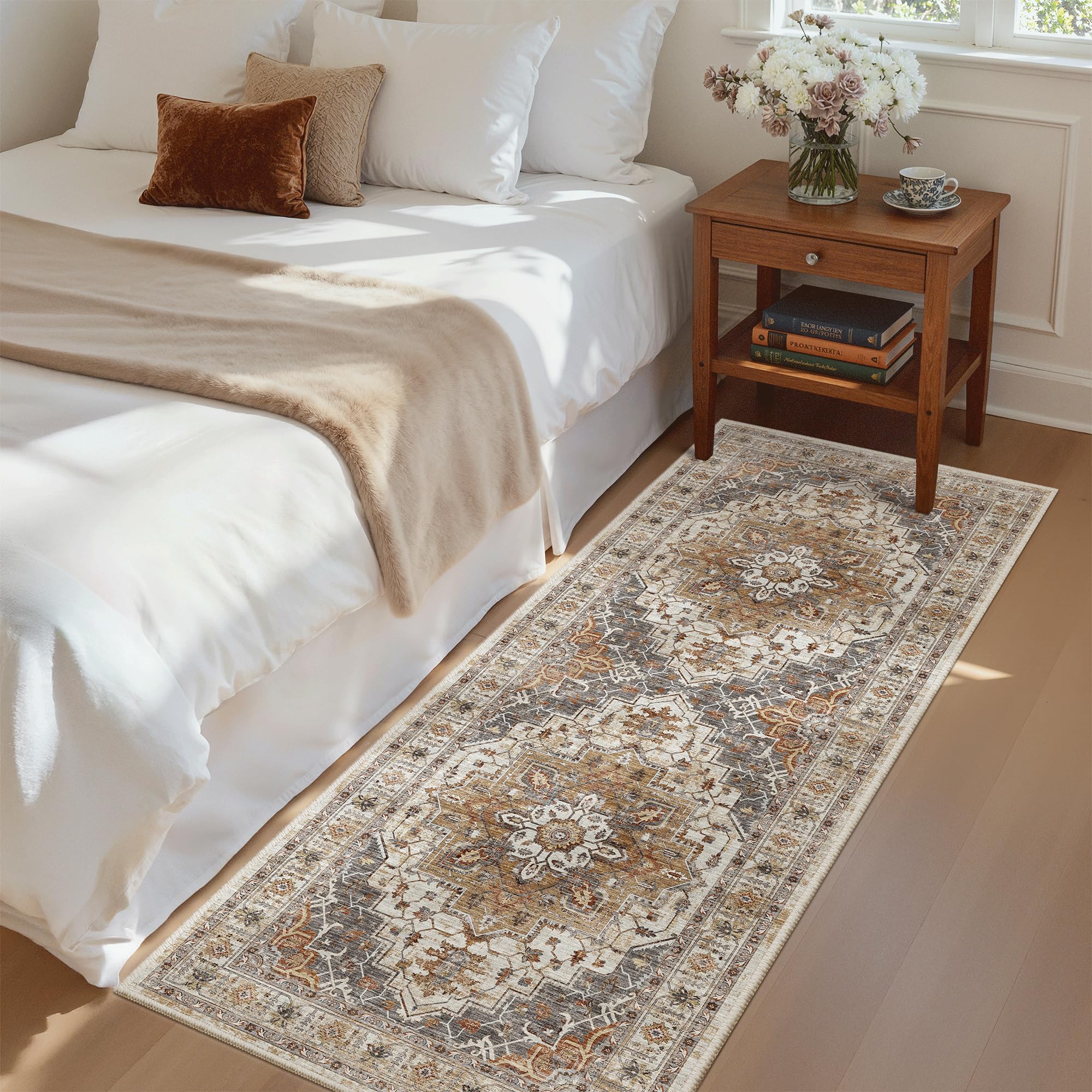Madane low-pile rug minimizes snagging and fits under doors