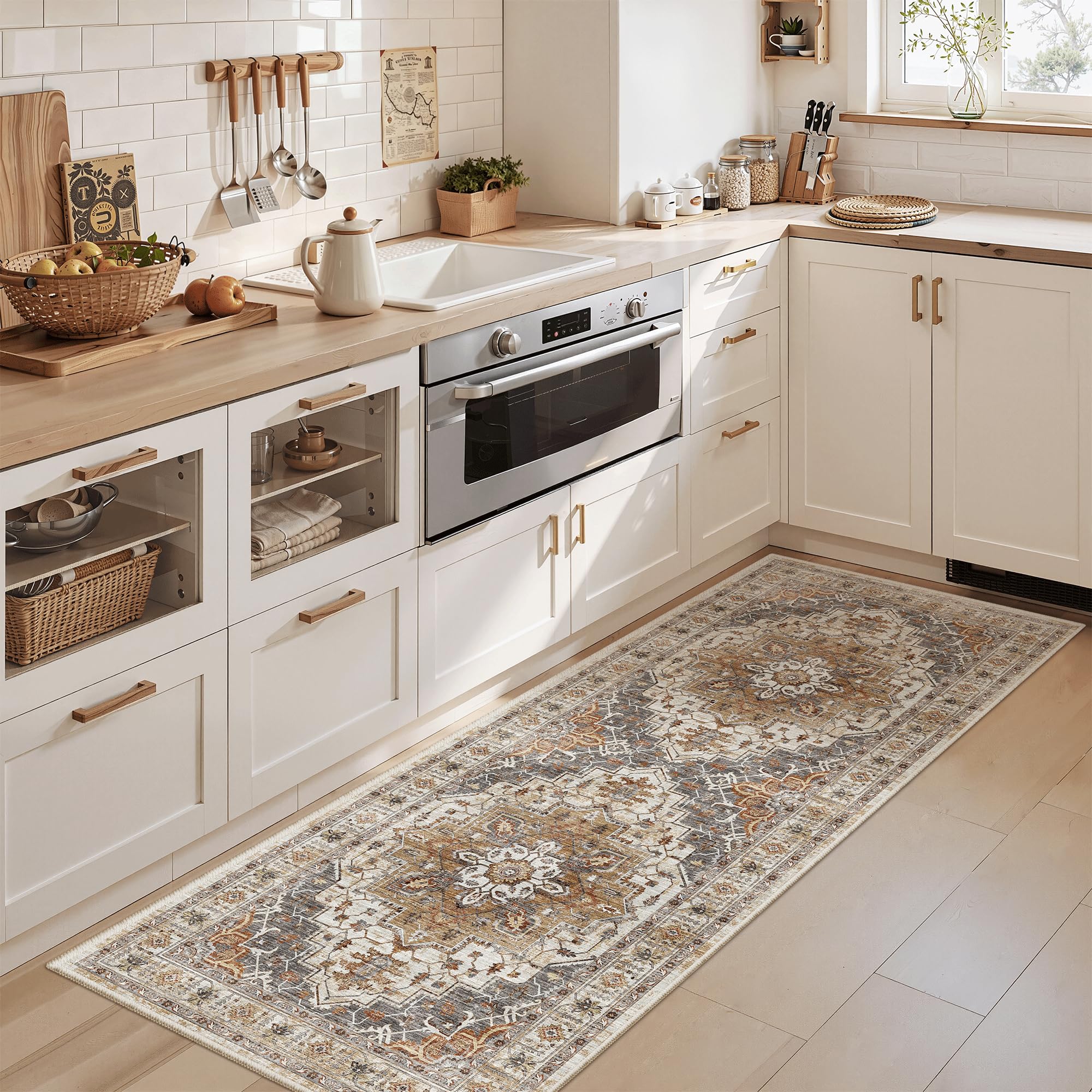 Madane rug with non-slip backing keeps entryways safe and steady