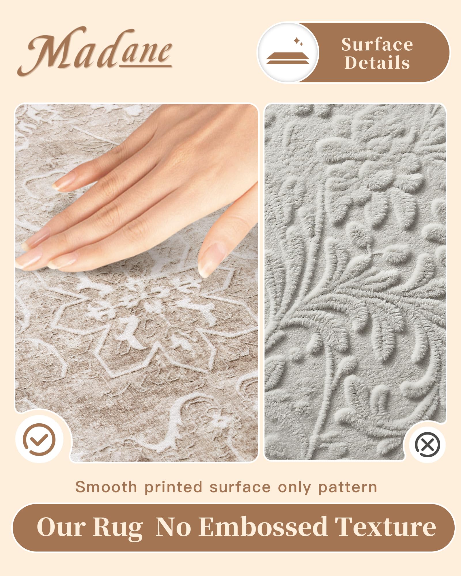 Madane pet-friendly low-pile rug reduces hair buildup and cleaning needs
