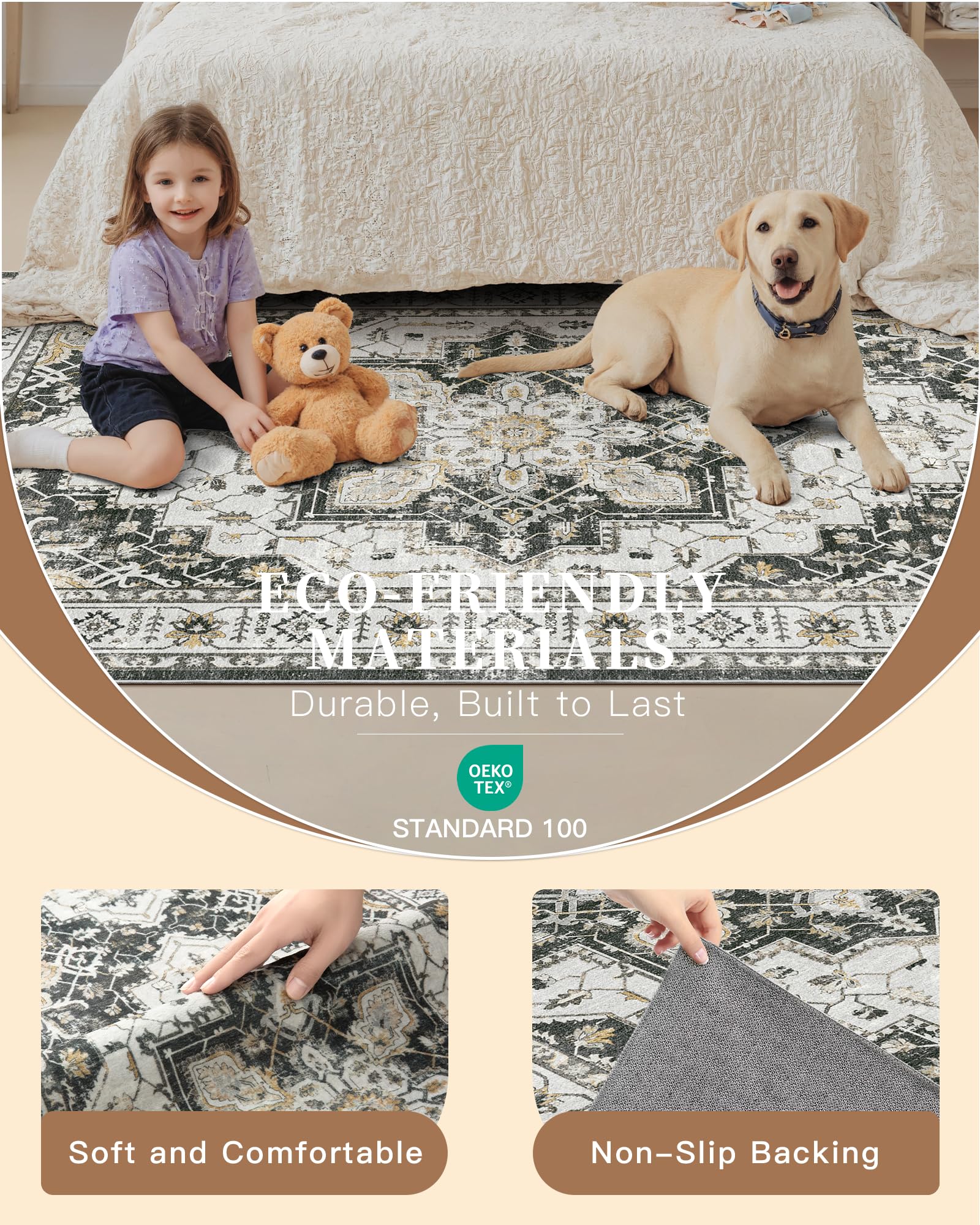 Madane Runner Rug 2x8 living room placement highlights classic style.