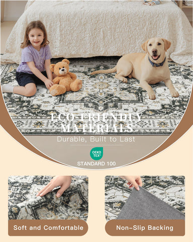 Madane Runner Rug 2x8 living room placement highlights classic style.