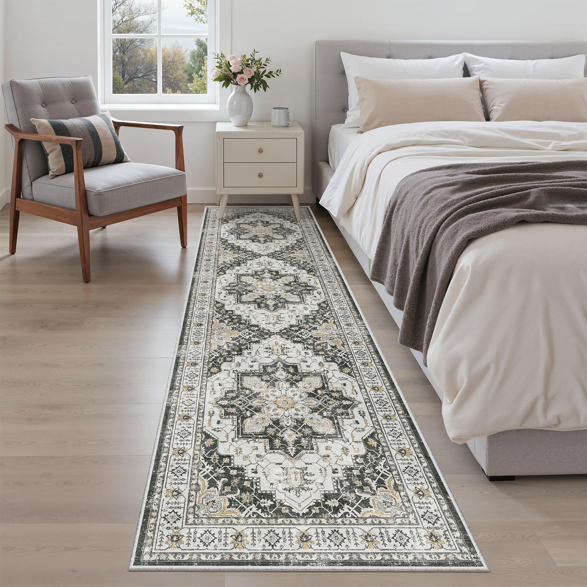 Madane Runner Rug 2x8 entryway non-slip helps prevent slips.
