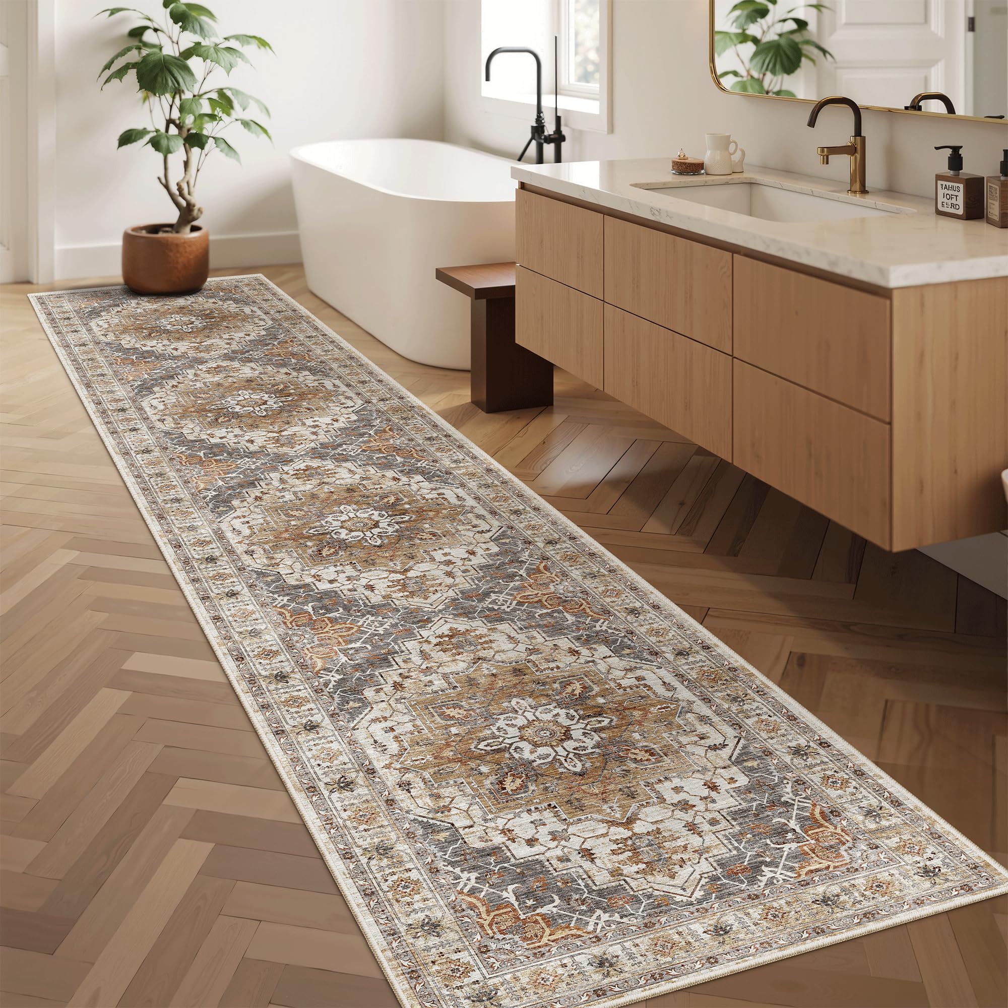 Madane washable rug with durable fibers for easy cleaning