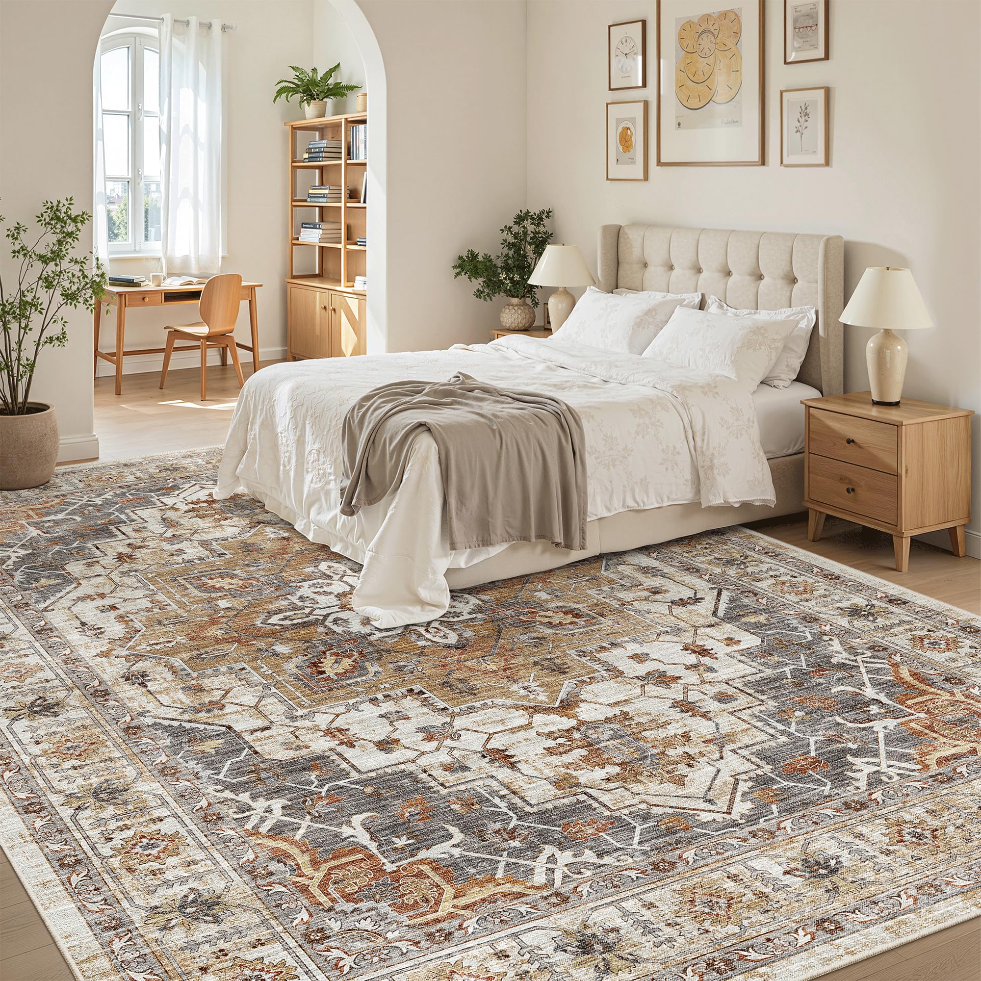 Madane vintage floral 8x10 rug suits bedroom decor and softness
