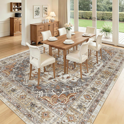 Madane floral vintage pattern rug adds warm color and style