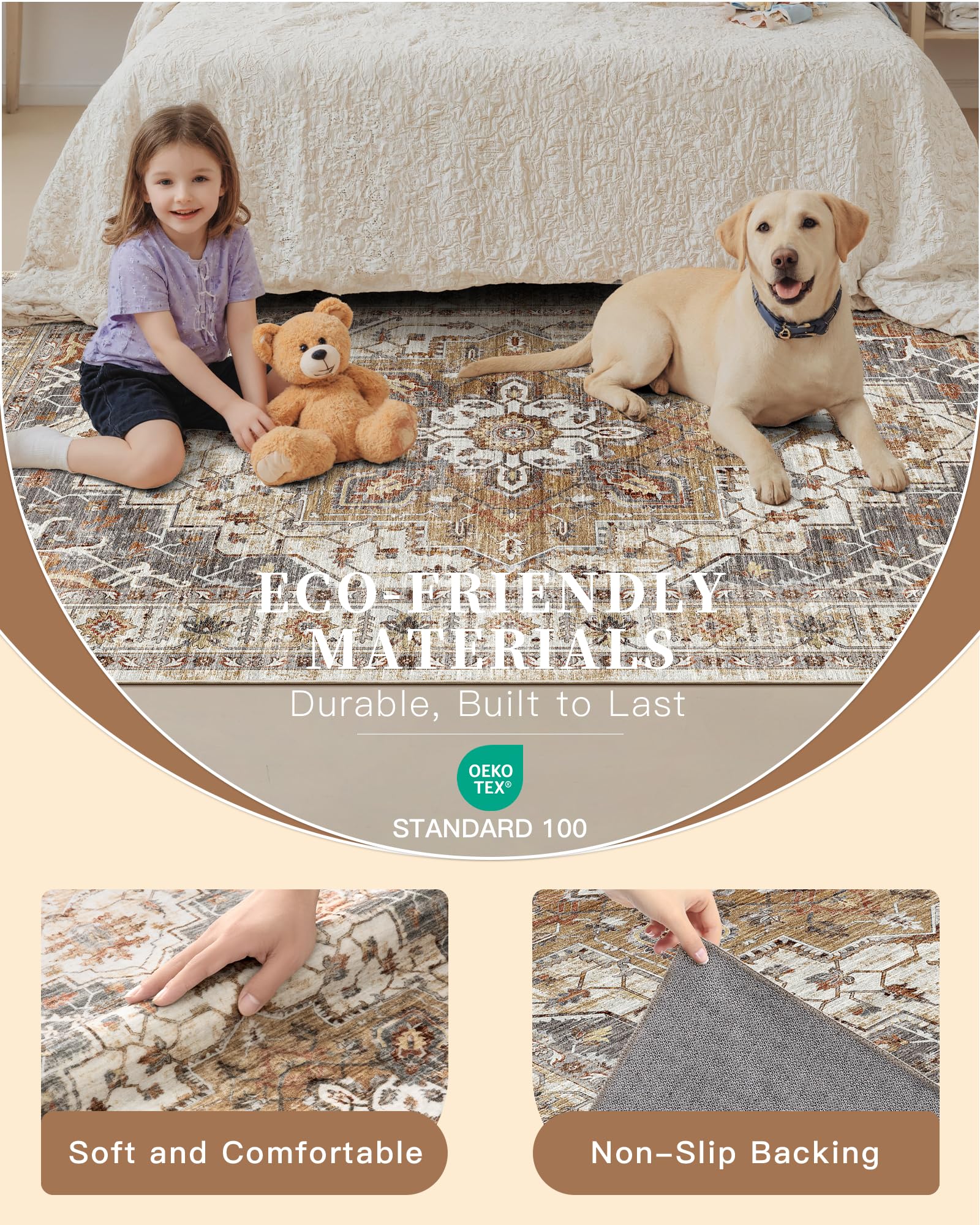 Madane stain-resistant rug maintains vibrancy in busy homes