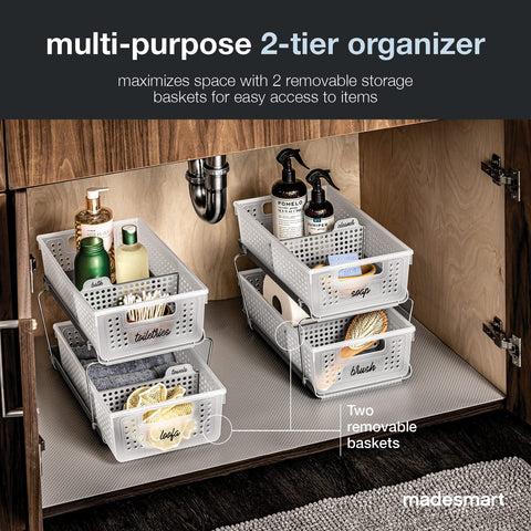 madesmart adjustable divider baskets help separate items for tidy organization