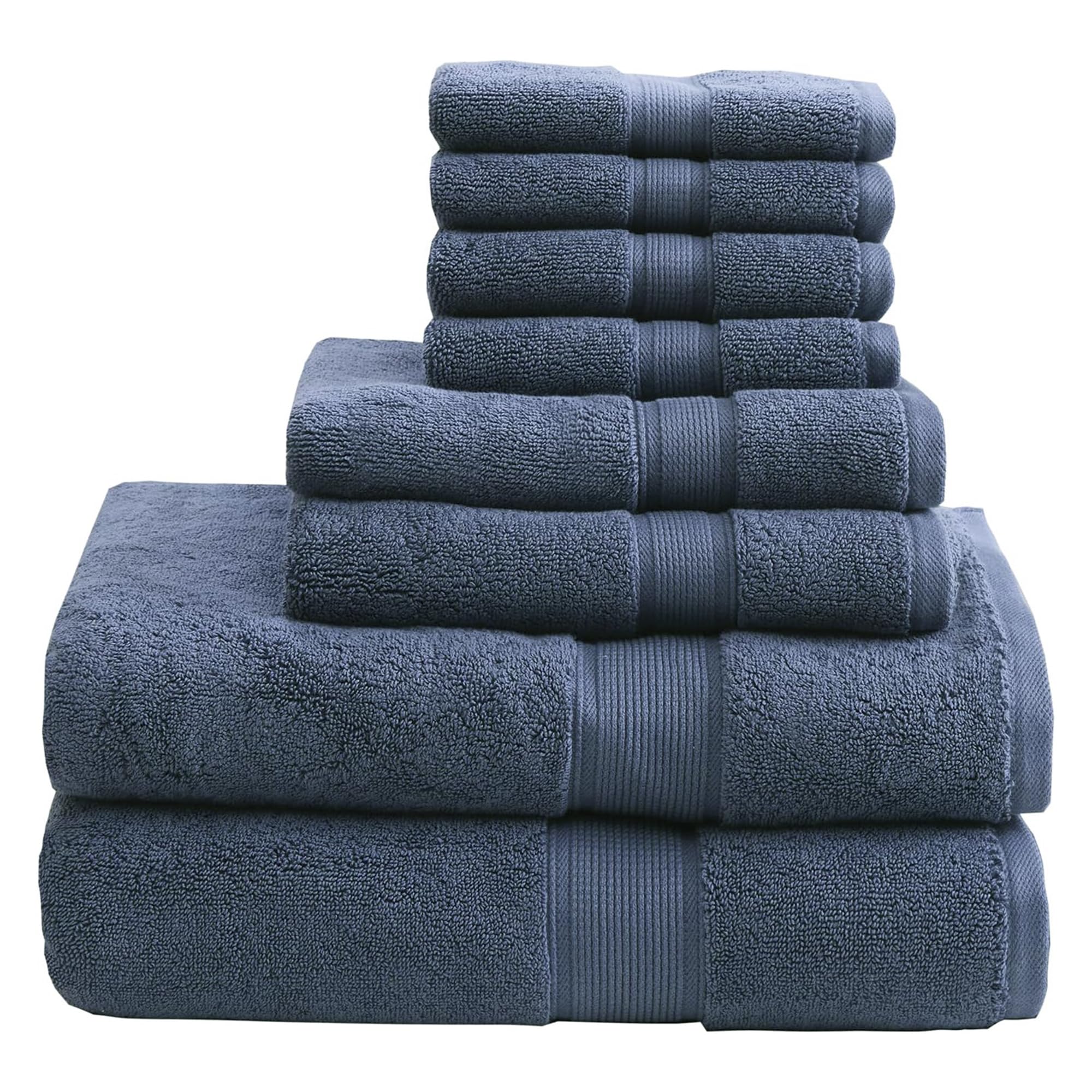 Madison Park 800GSM bath towel slate blue draped to show plush absorbency