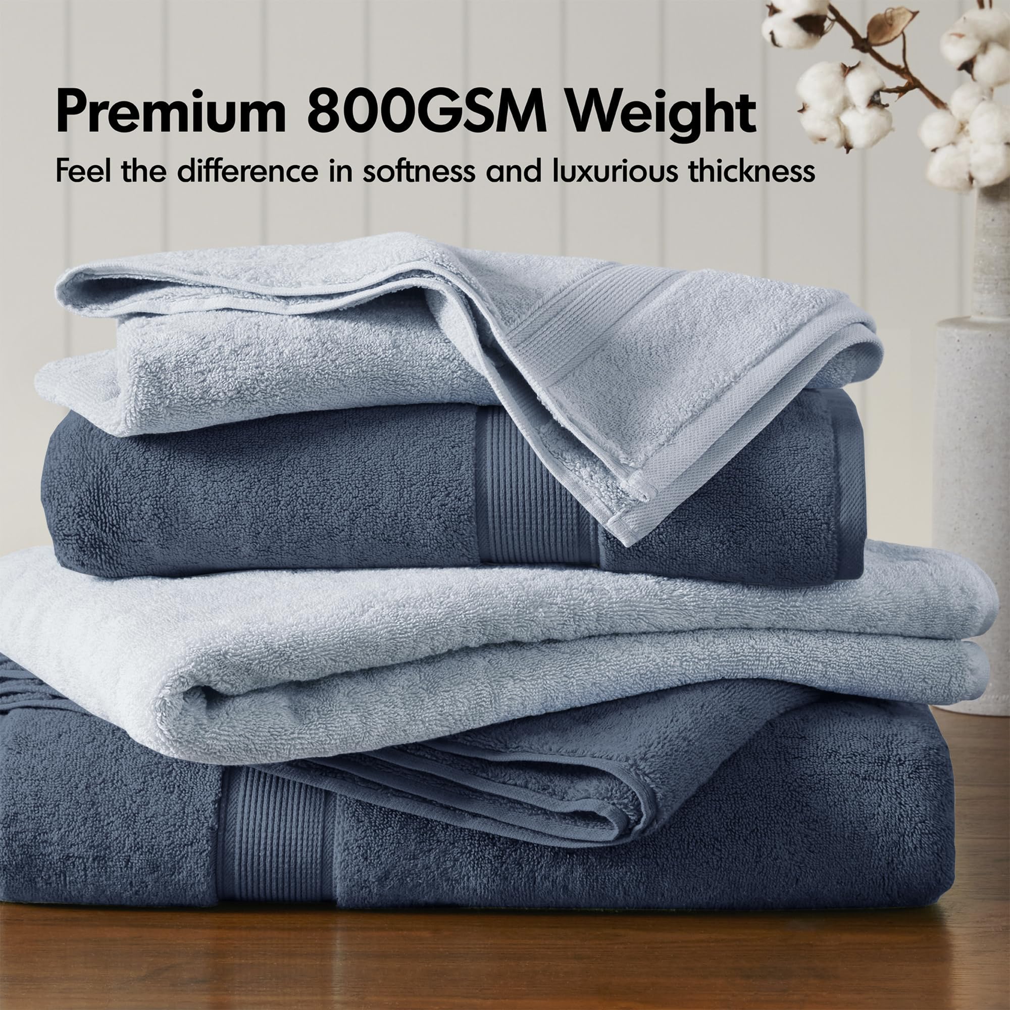 Madison Park bath towel loom detail in slate blue highlights double-ply texture
