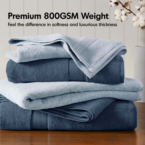 Madison Park bath towel loom detail in slate blue highlights double-ply texture