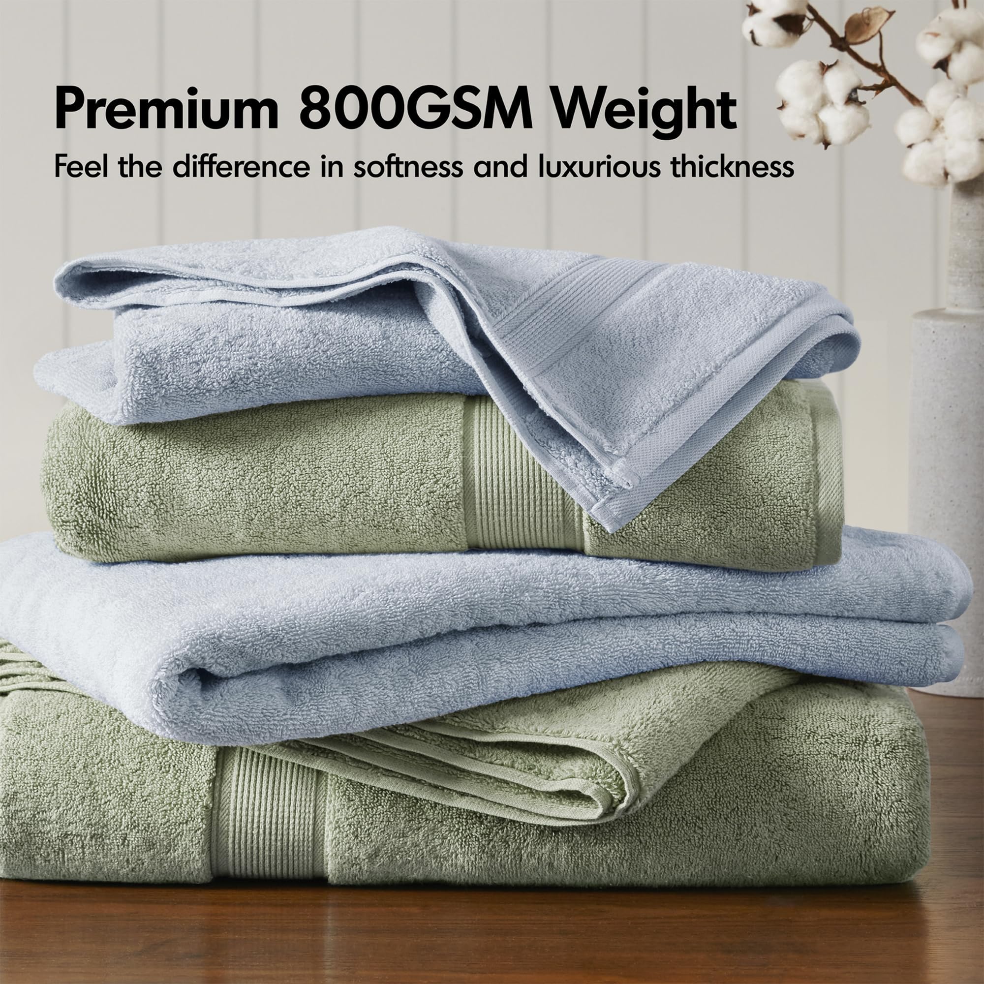 Madison Park 800GSM hand towels 16" x 28" highlight soft, quick-dry daily use.