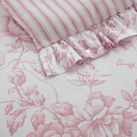 Ruffle edge detail on Adele comforter adds romantic shabby chic charm