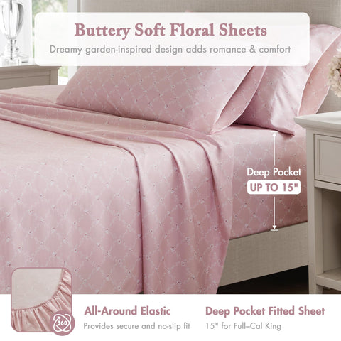Sheet set included with Adele Queen bedding for a complete BIAB look