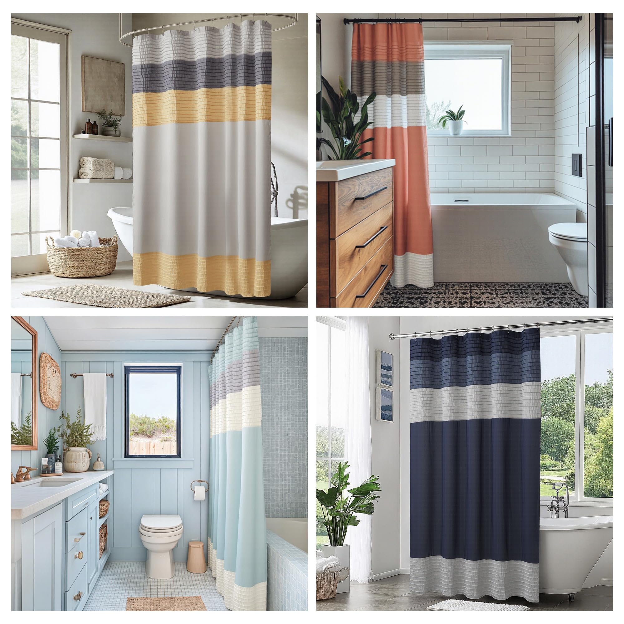 Madison Park Amherst size options 72x72 and 72x84 for standard baths.