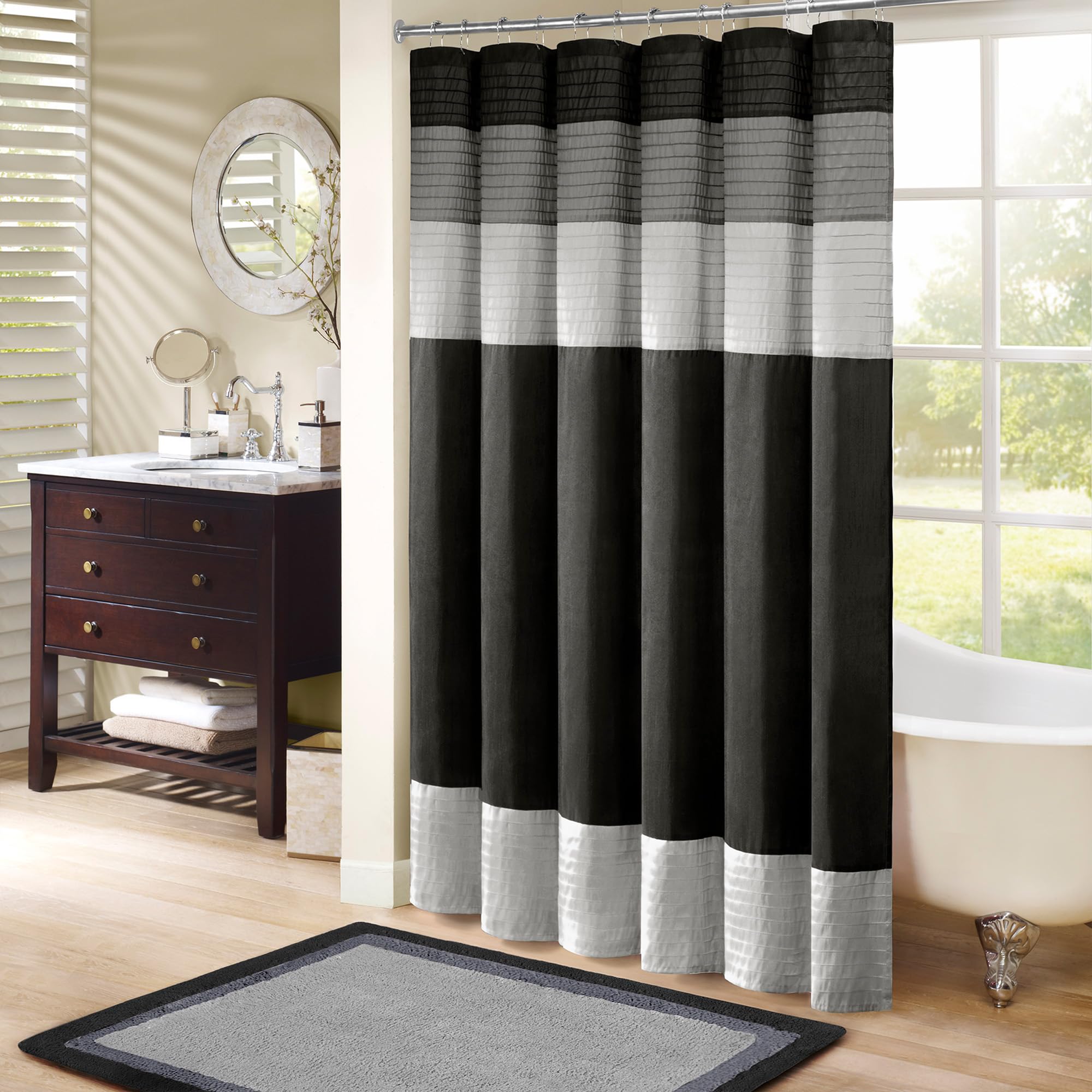 Madison Park Amherst faux silk curtain drape for spa-like elegance.