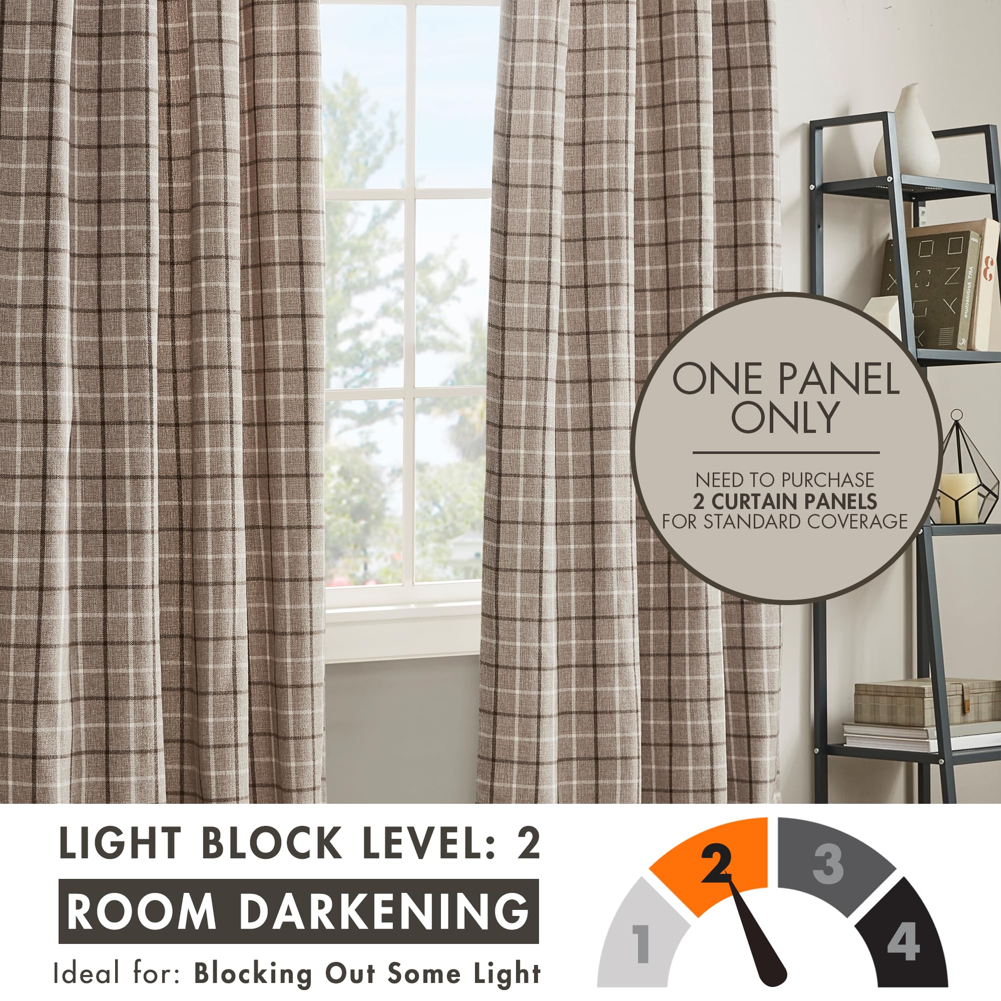Madison Park Anaheim plaid curtain texture closeup highlighting durable fabric.