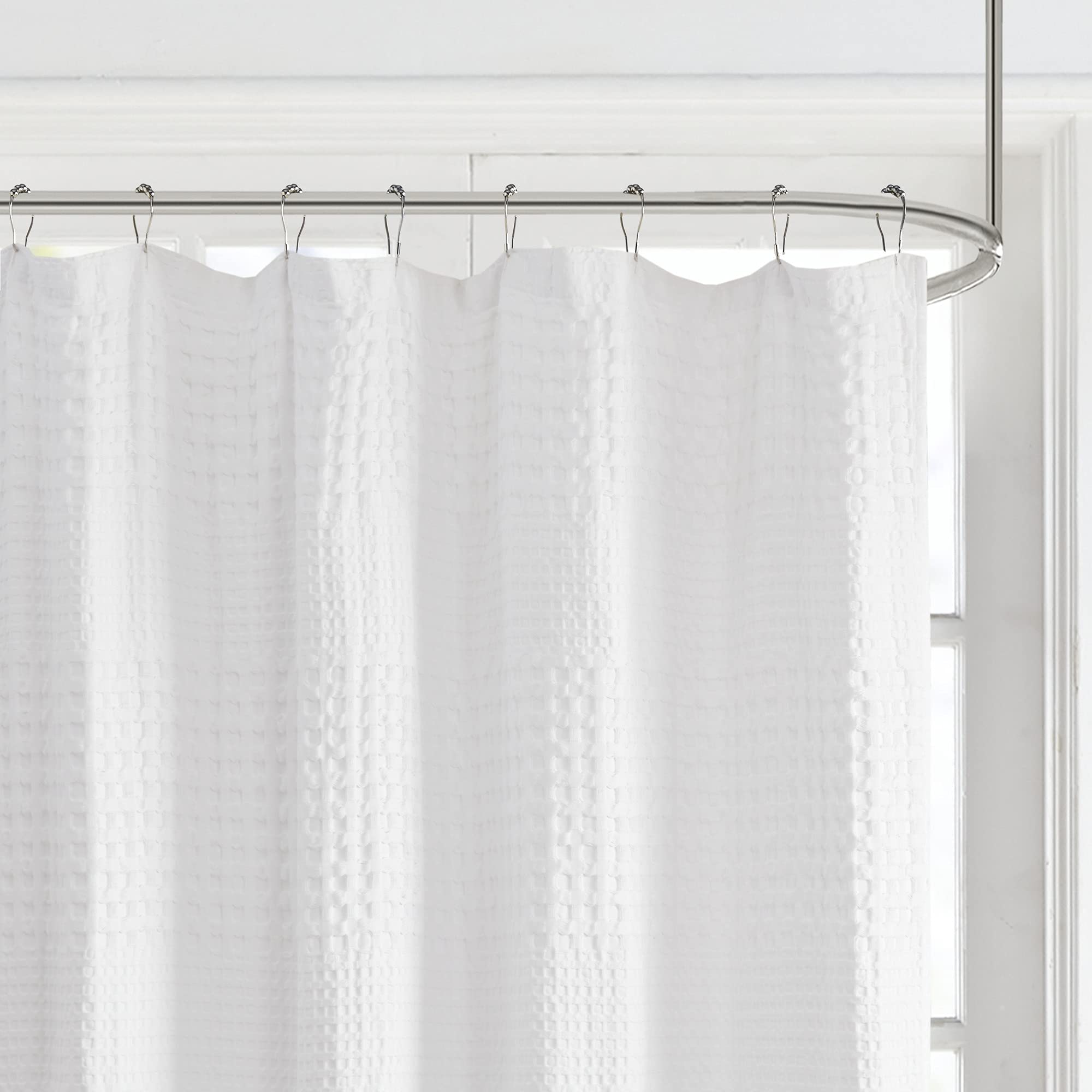 Madison Park Arlo 100% cotton curtain close-up shows natural touch.