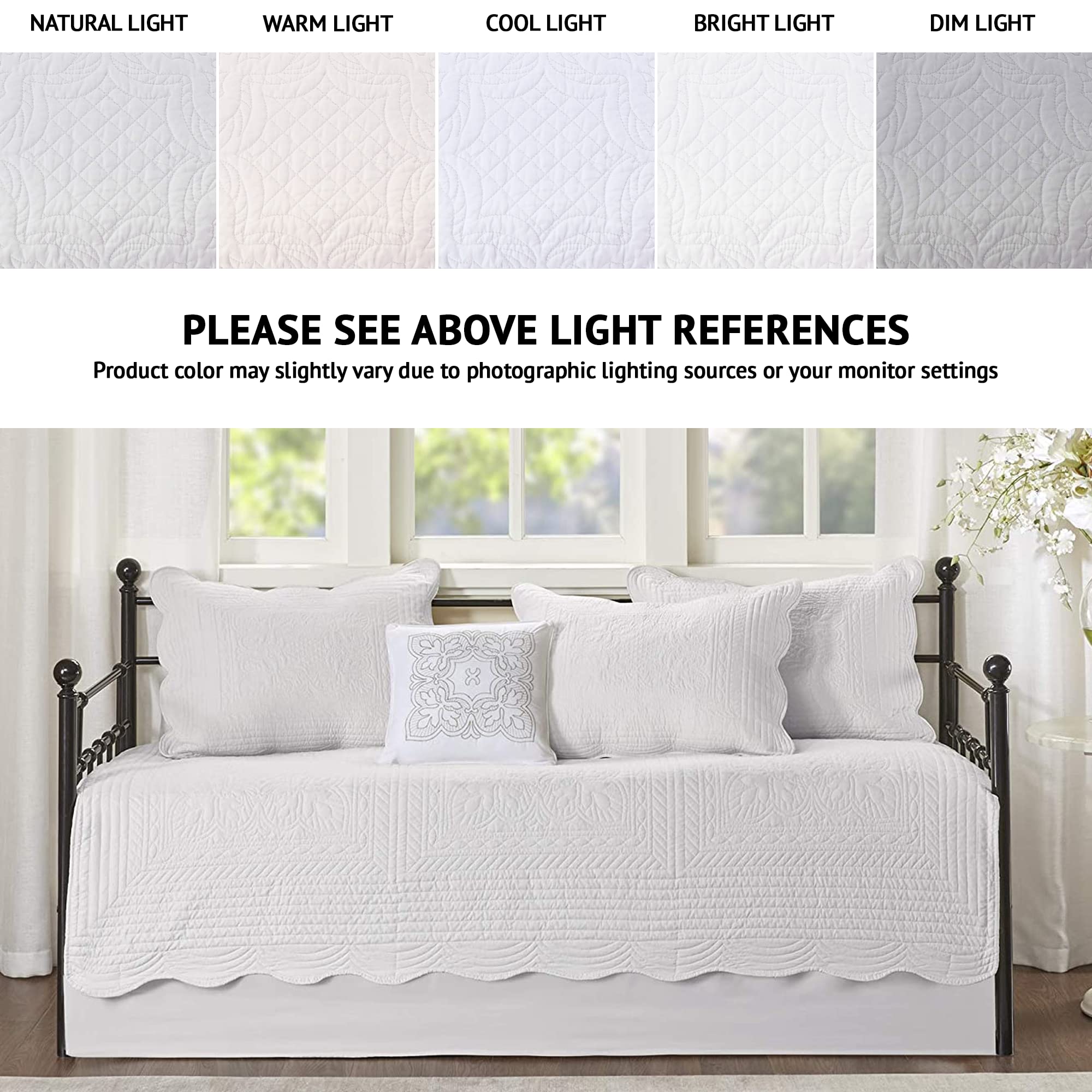 Madison Park daybed sham set with scalloped edge for elegant cottage style