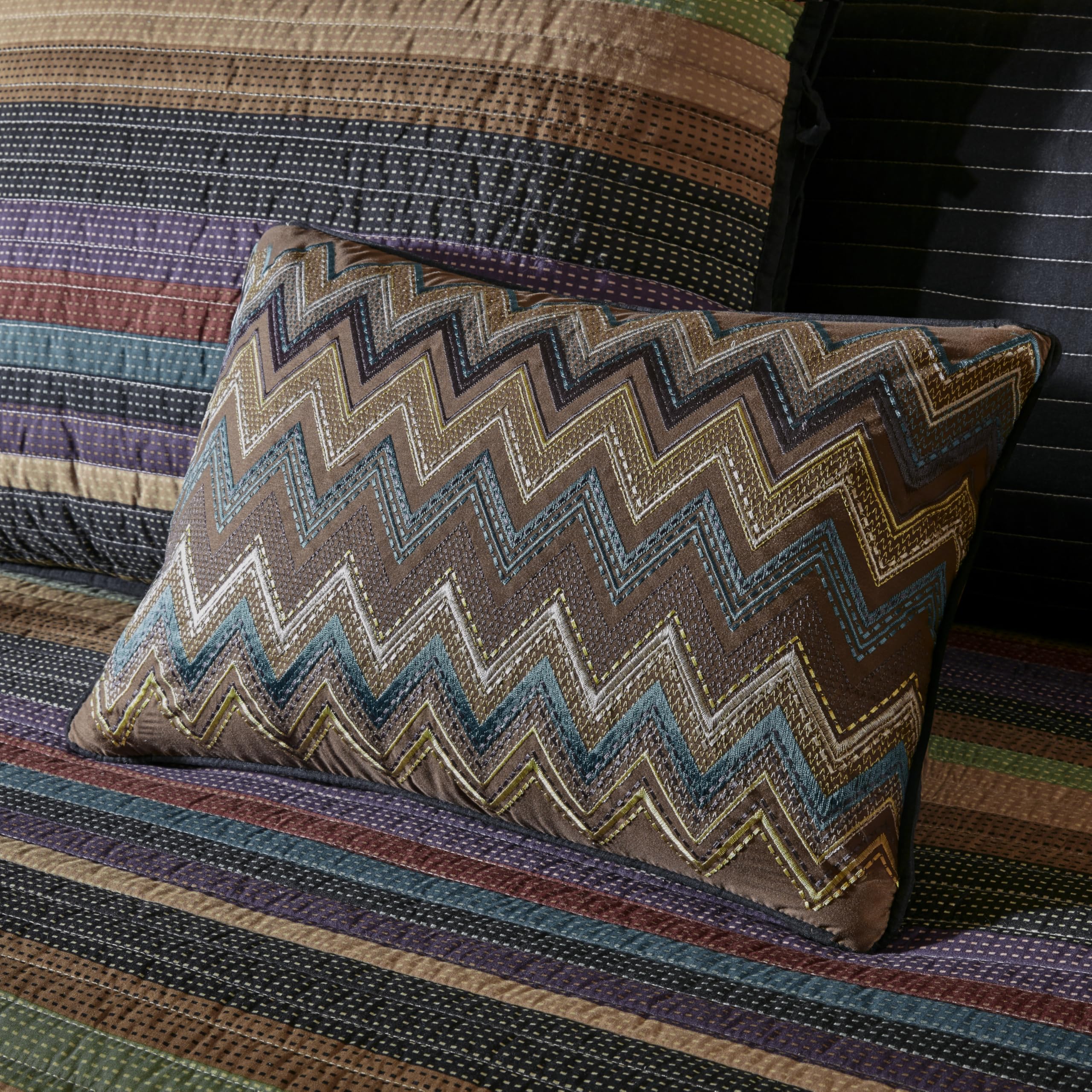 Madison Park decorative pillow with chevron pattern accent