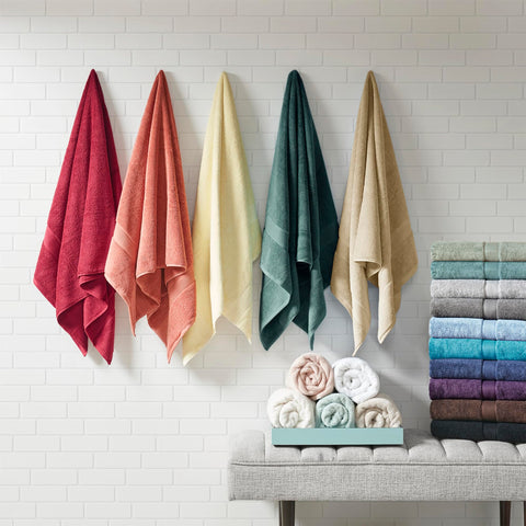Close-up of double-stitched hems on Madison Park towels highlighting durability