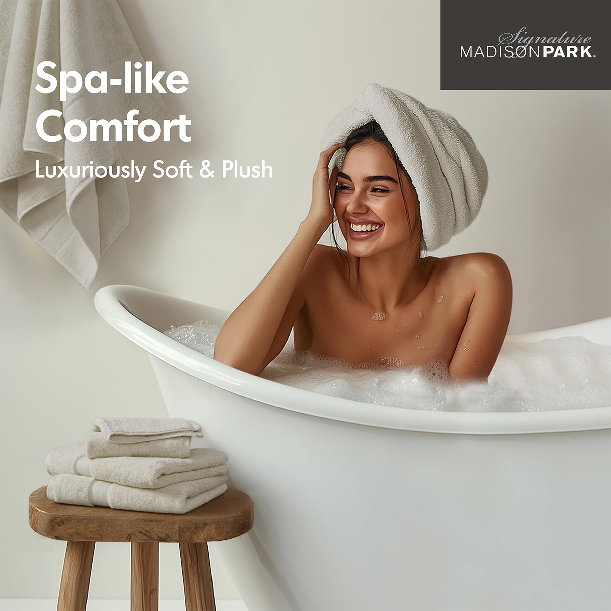 OEKO-TEX Made in Green label on Madison Park towels emphasizes skin-friendly materials