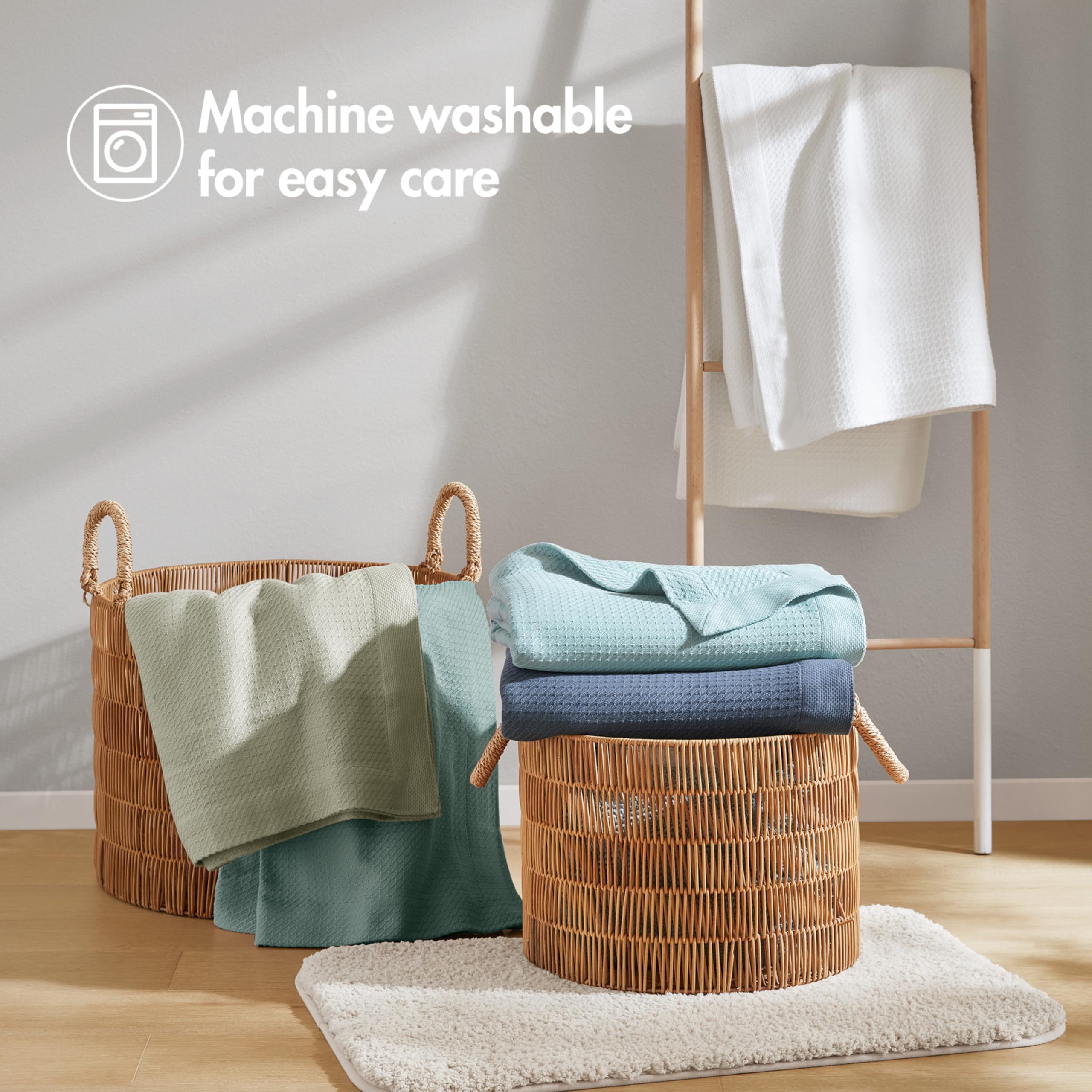 Madison Park Egyptian Cotton Blanket care instructions for easy washing.