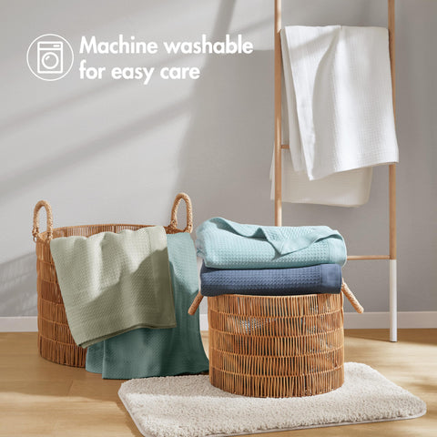 Madison Park Egyptian Cotton Blanket care instructions for easy washing.