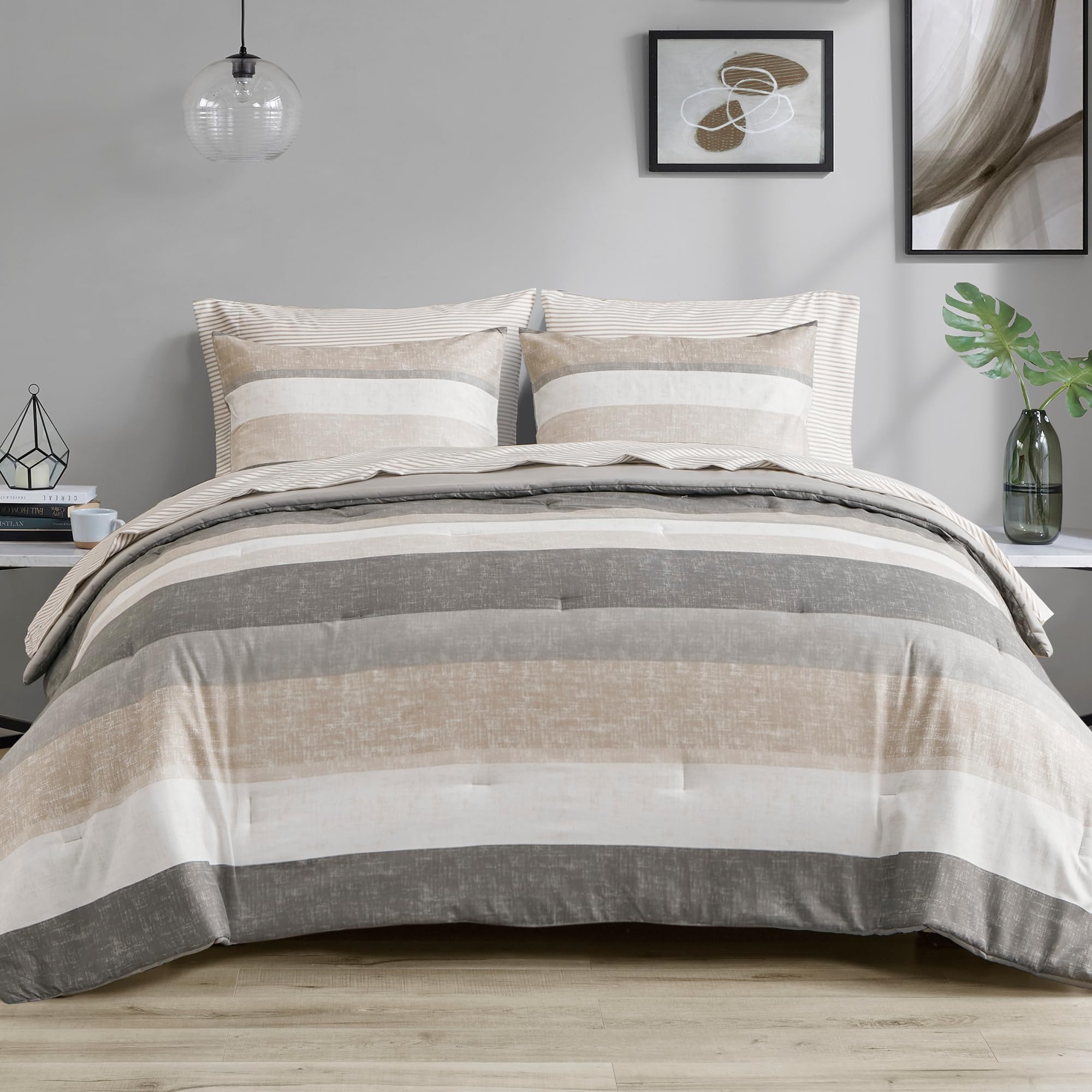 Madison Park Essentials Jaxon comforter close-up showcases soft microfiber for cozy nights.