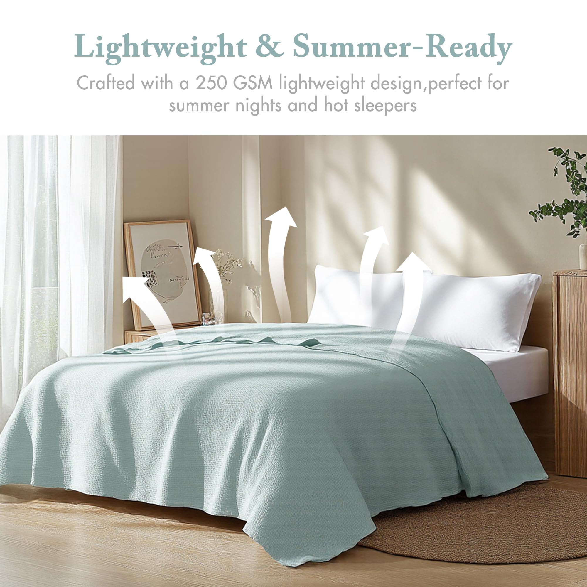 Madison Park Freshspun Basketweave Blanket blue folded on couch adds soft warmth.
